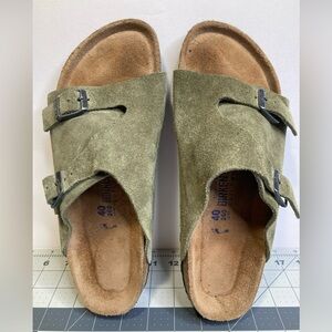 Birkenstock Zurich Olive Green Suede Leather Size 49 L9 M7 Excellent Condition